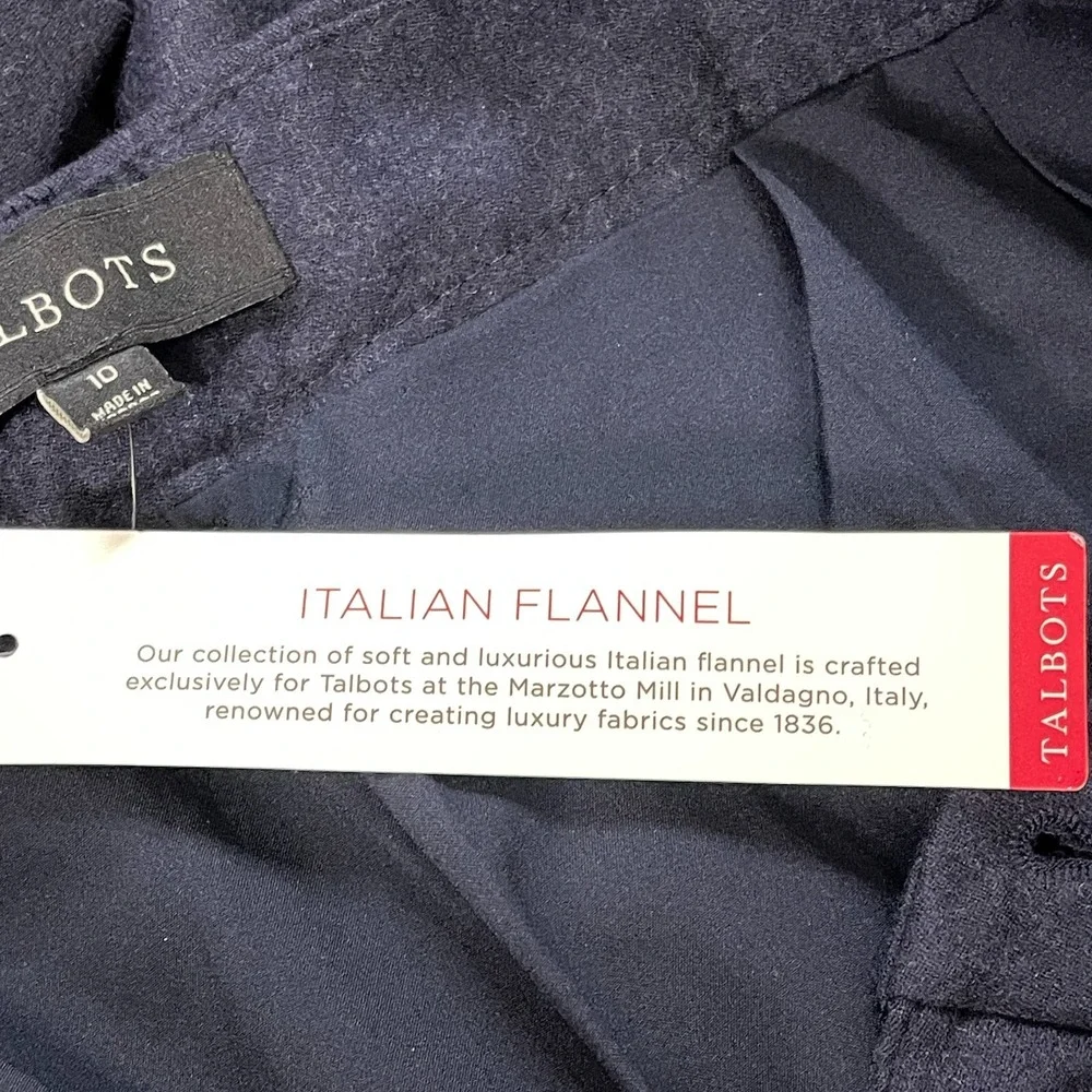 Nwt Talbots Italian Flannel 10 Wool Blend Navy Mills Pants‎ Formal Work